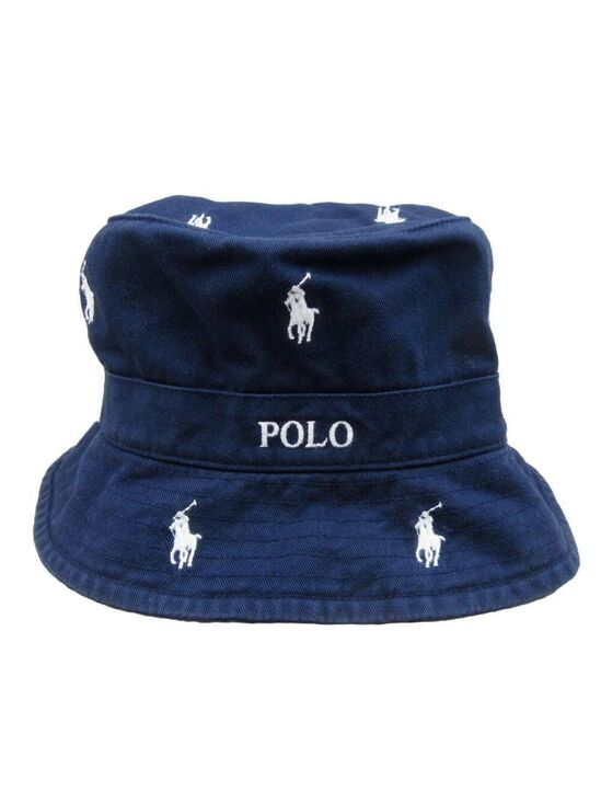 Polo Ralph Lauren Other - Polo Ralph Lauren Embroidered Pony Bucket Hat Adult Size S/M Navy Blue White NEW